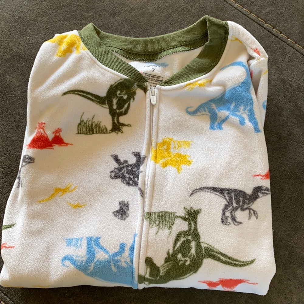 Boys dinosaur zip up footie pajamas